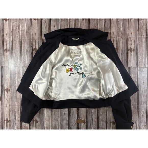 Laurel Escada gold button wool crop jacket sz 38 EU S US col: navy made Germany - Picture 8 of 12